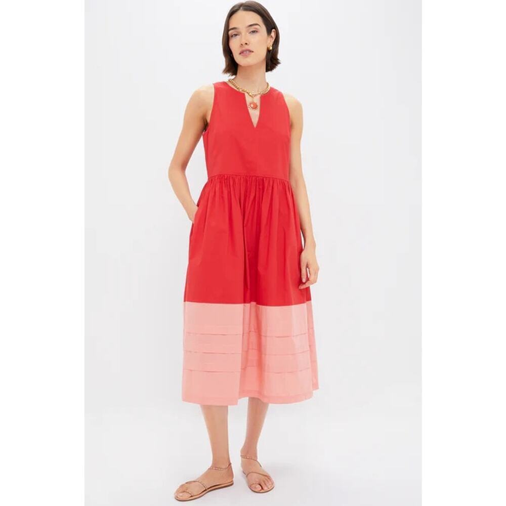TUCKERNUCK Poppy and Coral Colorblock Cotton Elsie Dress Size M NWT